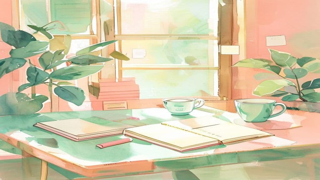 机にノートとカップが置かれた日本語教員NEXTラウンジのイメージ