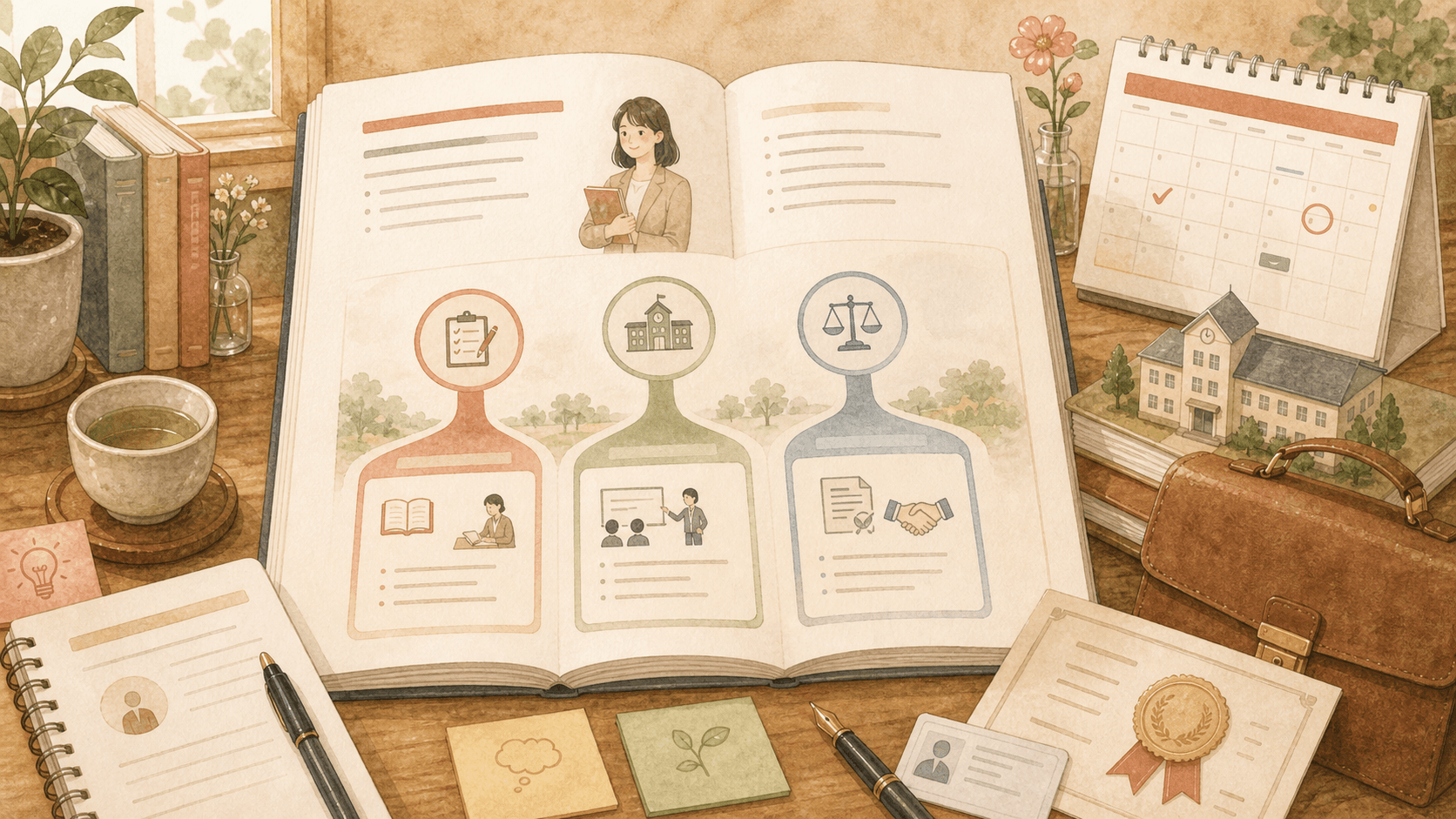 登録日本語教員の資格取得ルート、試験日程、登録後の働き方を整理するガイドのイメージ