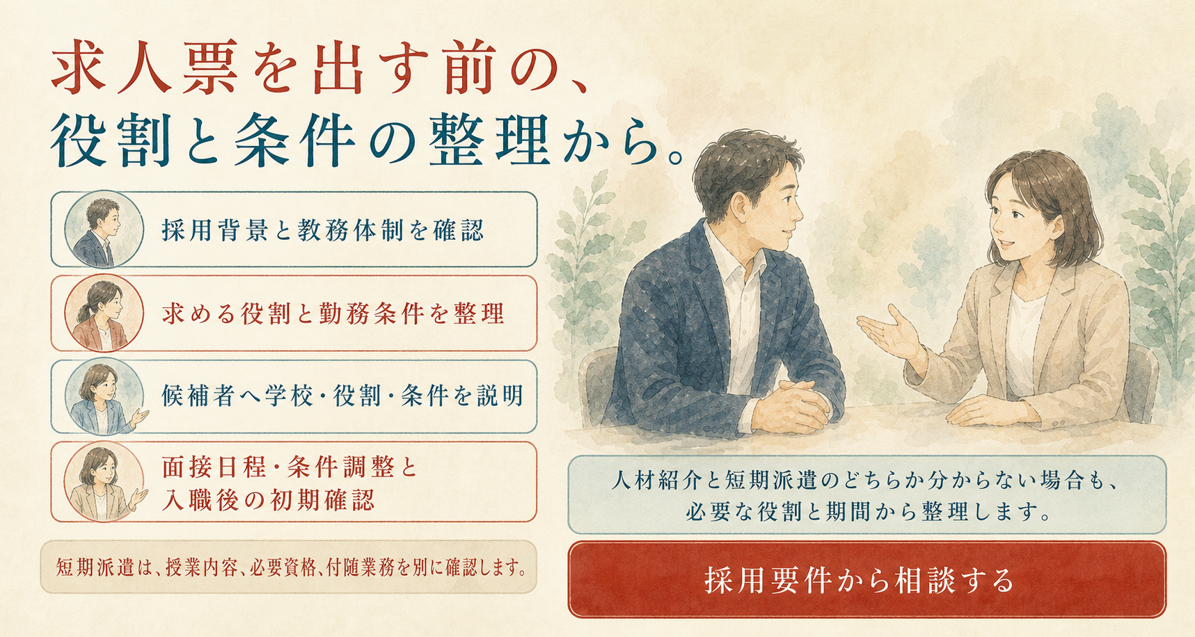 求人票を出す前の採用要件整理の流れ